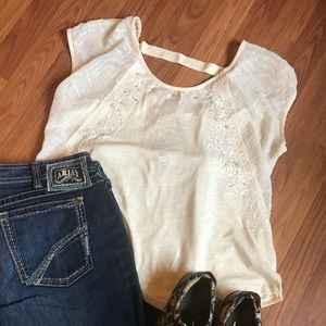 Miss Me Ivory Blouse with bead detail